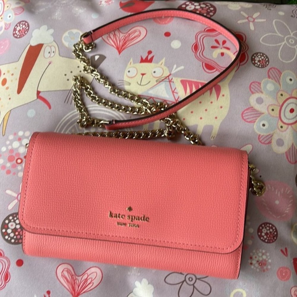 Kate Spade Chain Wallet Crossbody Clutch Pink - Picture 13 of 16